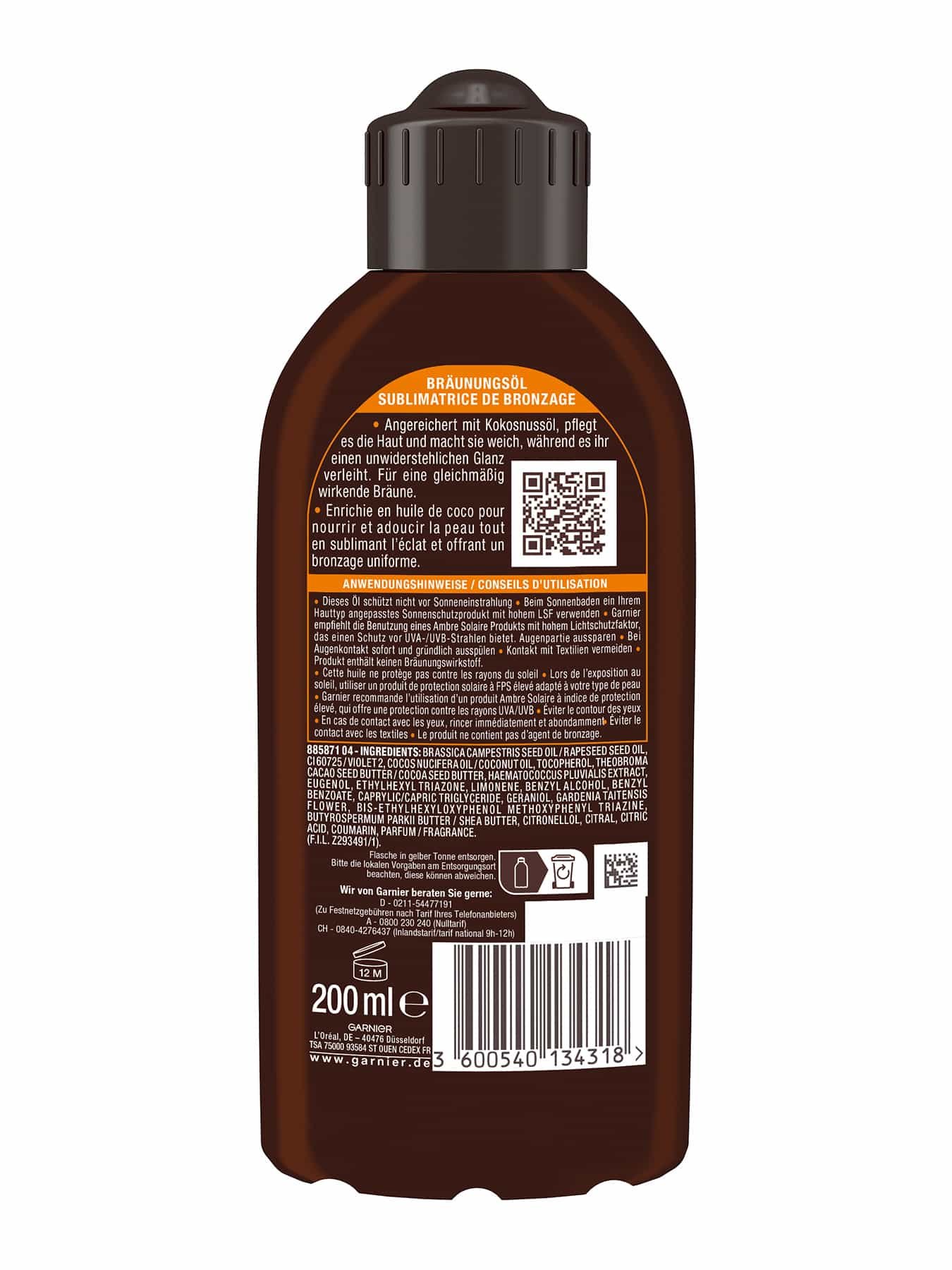 Ambre Solaire Bräunungs-Öl - Produktabbildung Rückansicht